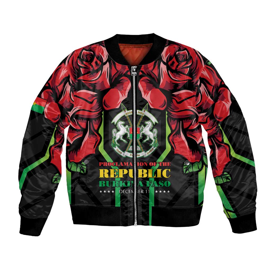 Burkina Faso Republic Day Bomber Jacket Coat Of Arms With Rose - Wonder Print Shop
