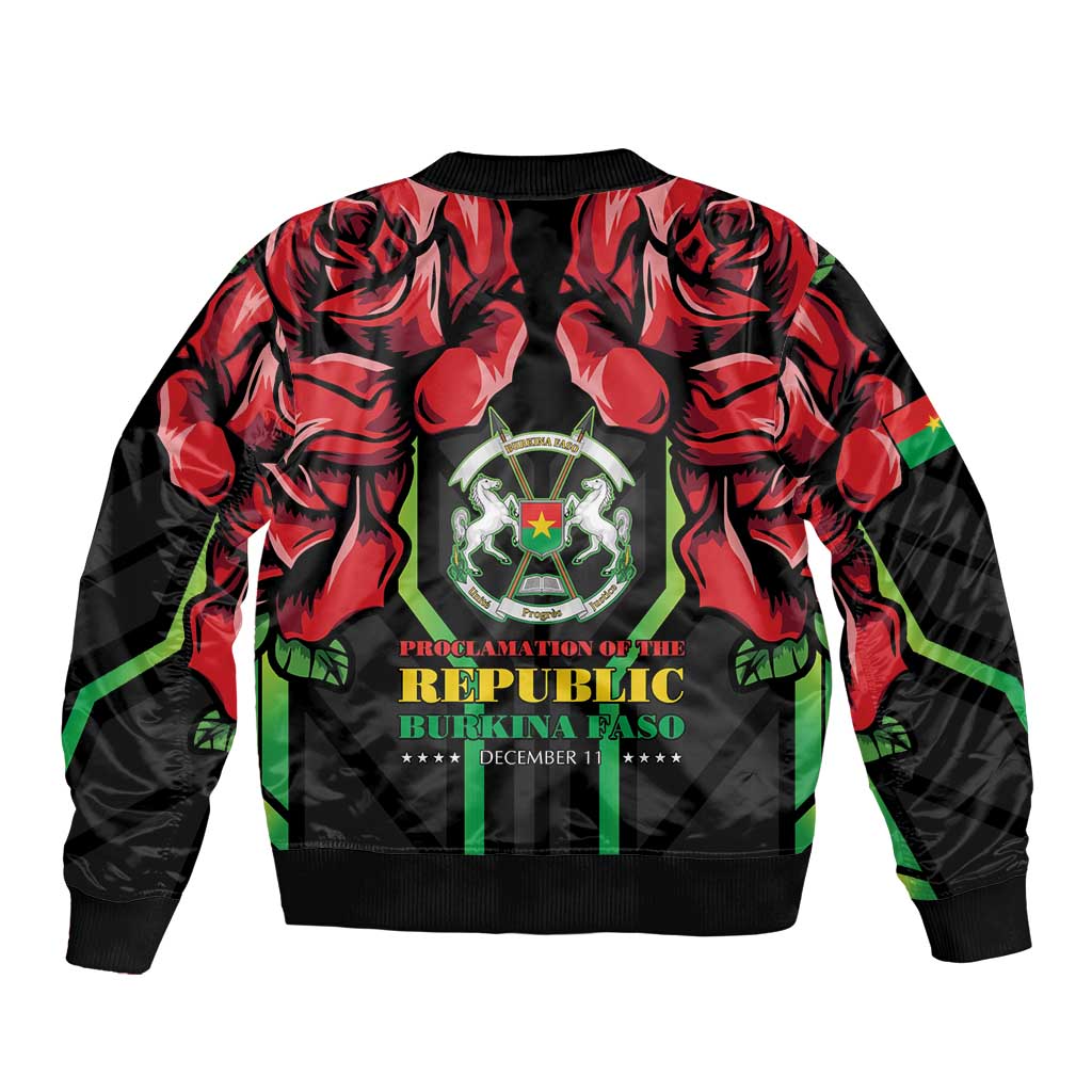 Burkina Faso Republic Day Bomber Jacket Coat Of Arms With Rose - Wonder Print Shop