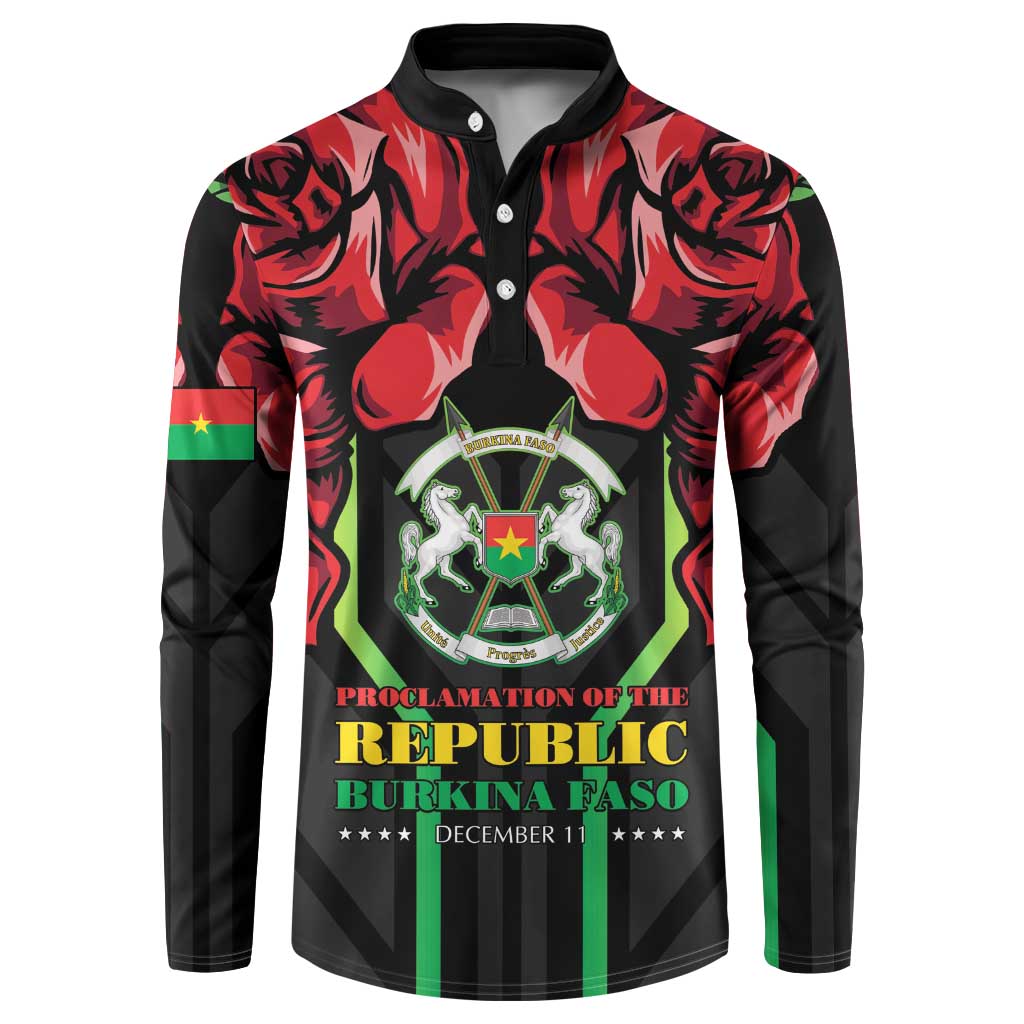 Burkina Faso Republic Day Button Sweatshirt Coat Of Arms With Rose - Wonder Print Shop