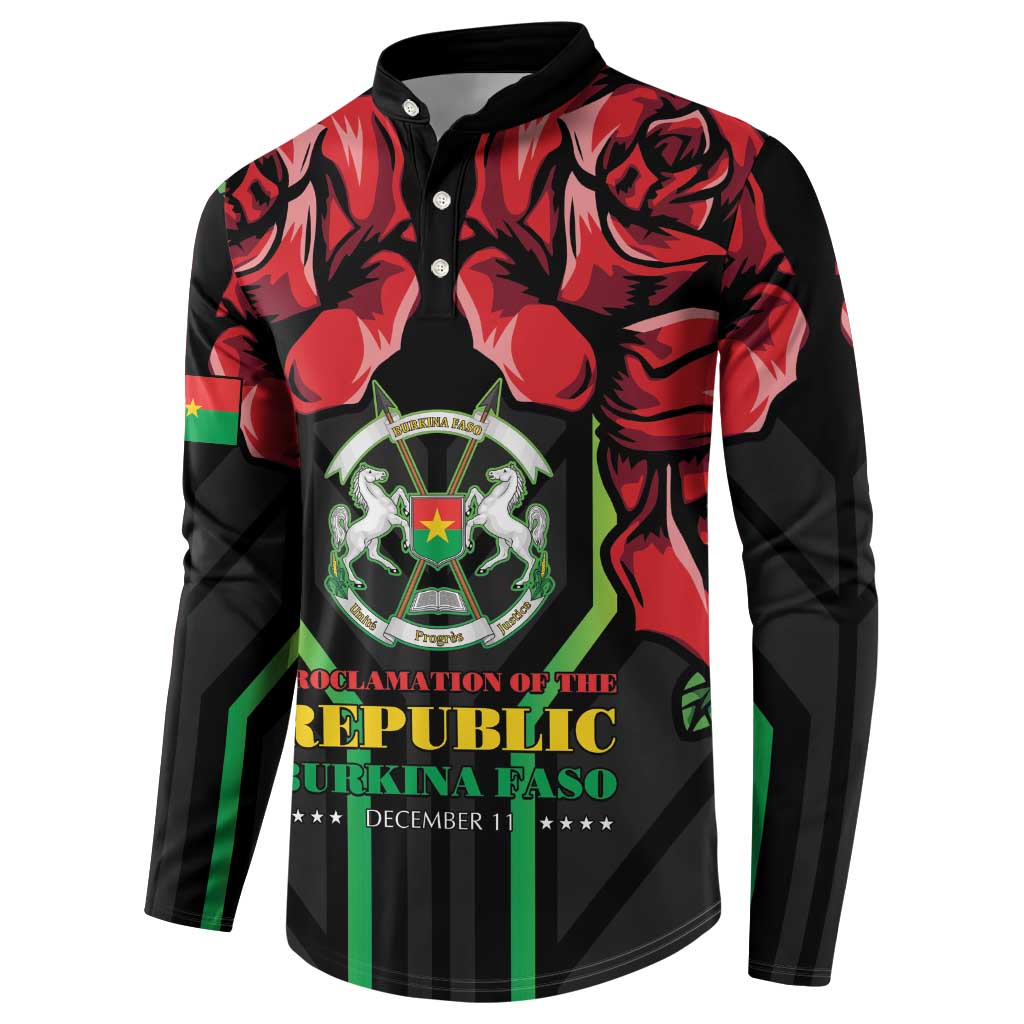 Burkina Faso Republic Day Button Sweatshirt Coat Of Arms With Rose - Wonder Print Shop