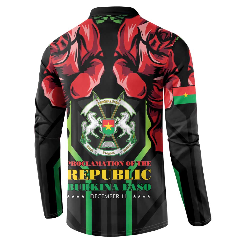 Burkina Faso Republic Day Button Sweatshirt Coat Of Arms With Rose - Wonder Print Shop