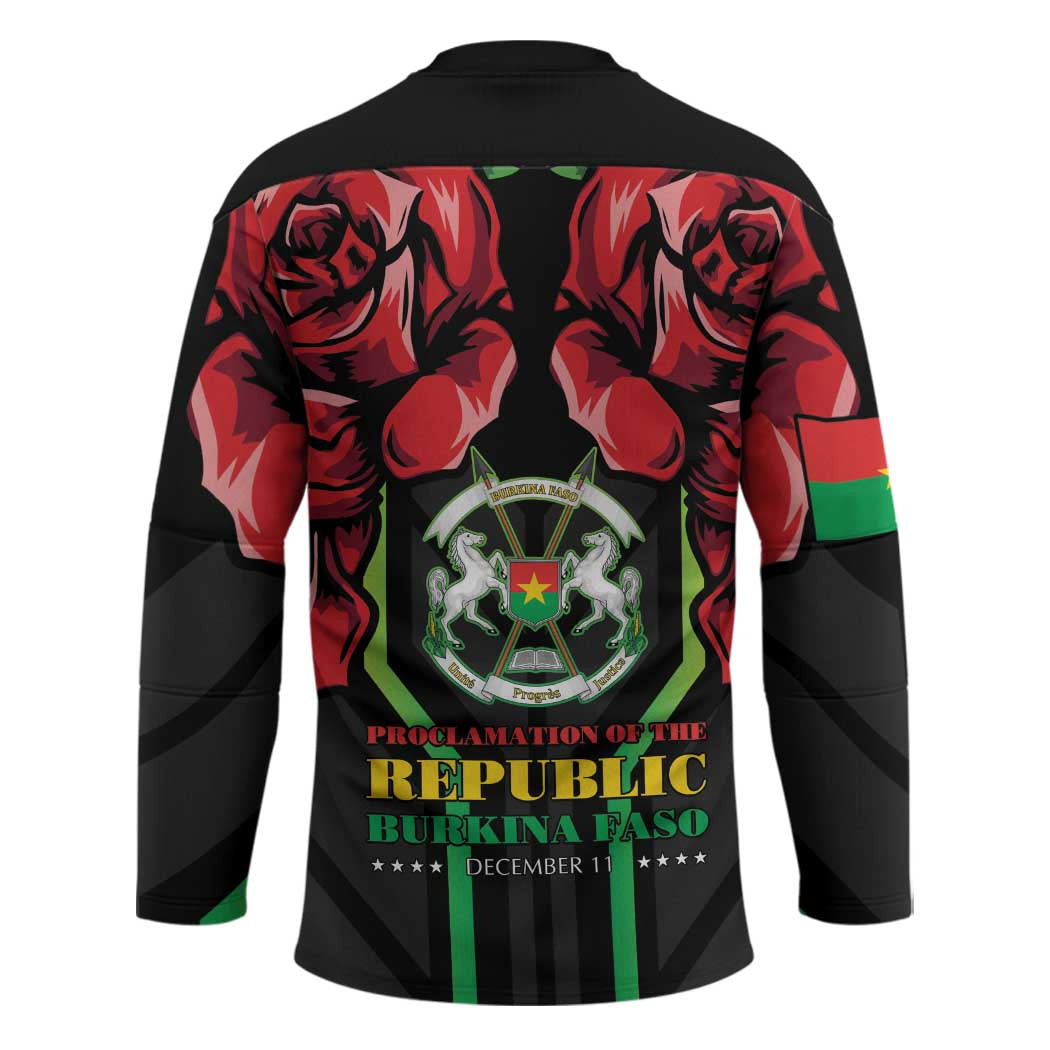 Burkina Faso Republic Day Hockey Jersey Coat Of Arms With Rose - Wonder Print Shop