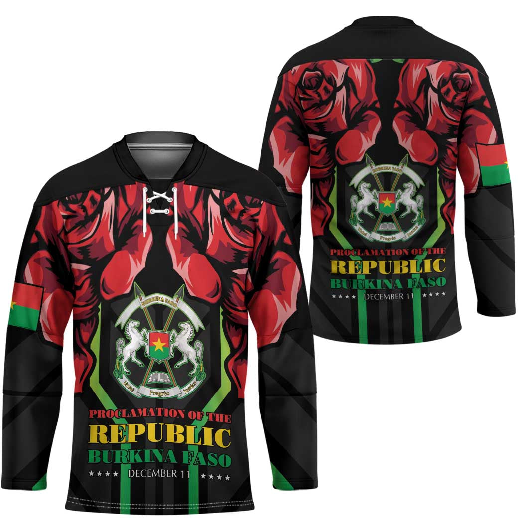 Burkina Faso Republic Day Hockey Jersey Coat Of Arms With Rose - Wonder Print Shop
