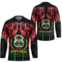 Burkina Faso Republic Day Hockey Jersey Coat Of Arms With Rose - Wonder Print Shop
