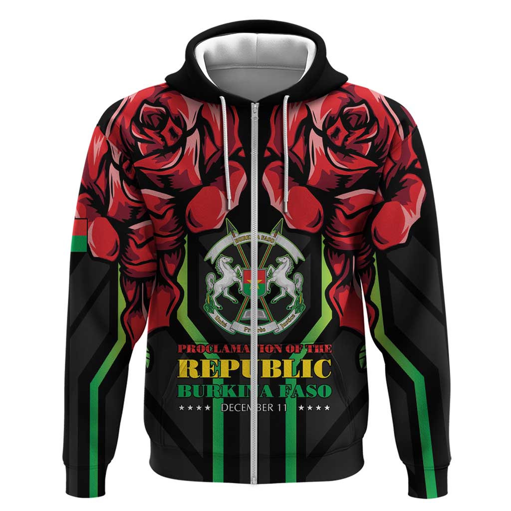 Burkina Faso Republic Day Hoodie Coat Of Arms With Rose - Wonder Print Shop