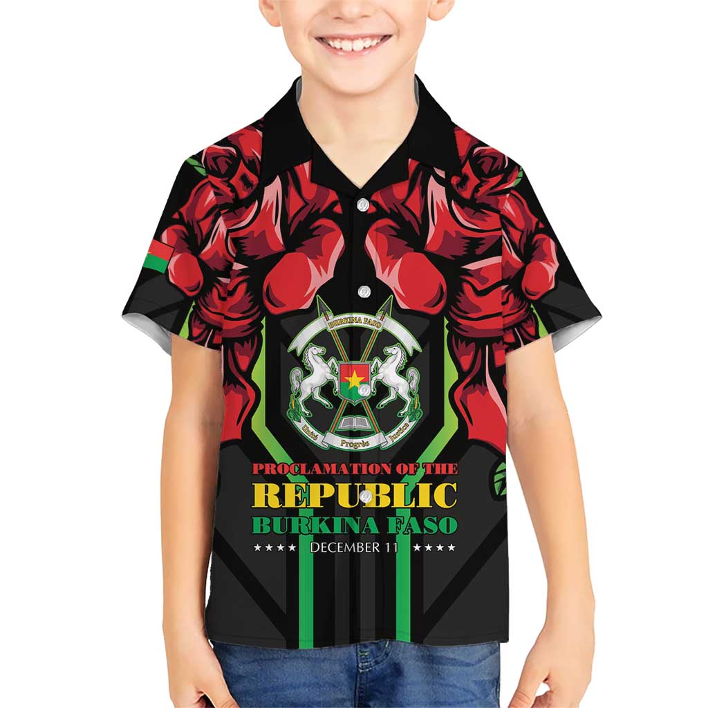 Burkina Faso Republic Day Kid Hawaiian Shirt Coat Of Arms With Rose - Wonder Print Shop