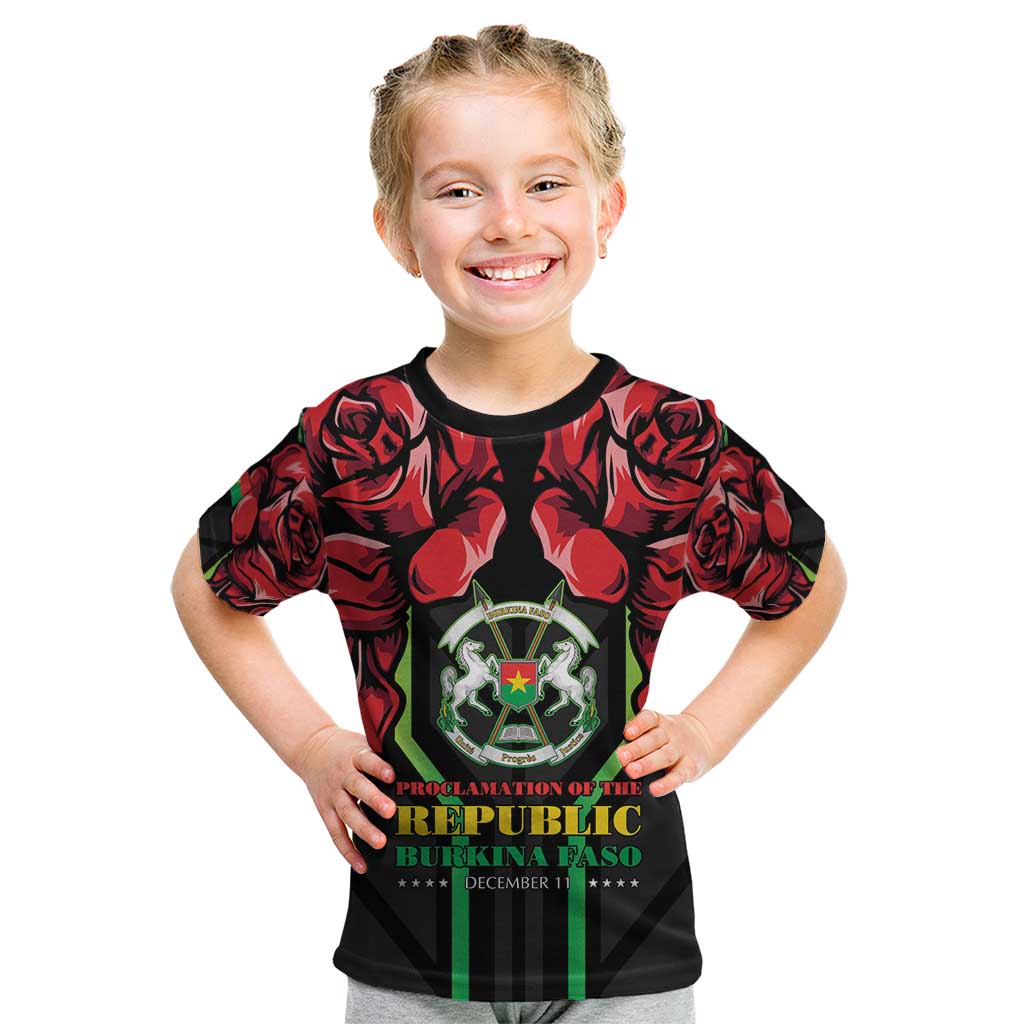 Burkina Faso Republic Day Kid T Shirt Coat Of Arms With Rose - Wonder Print Shop