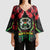 Burkina Faso Republic Day Kimono Sleeve Blouse Coat Of Arms With Rose - Wonder Print Shop