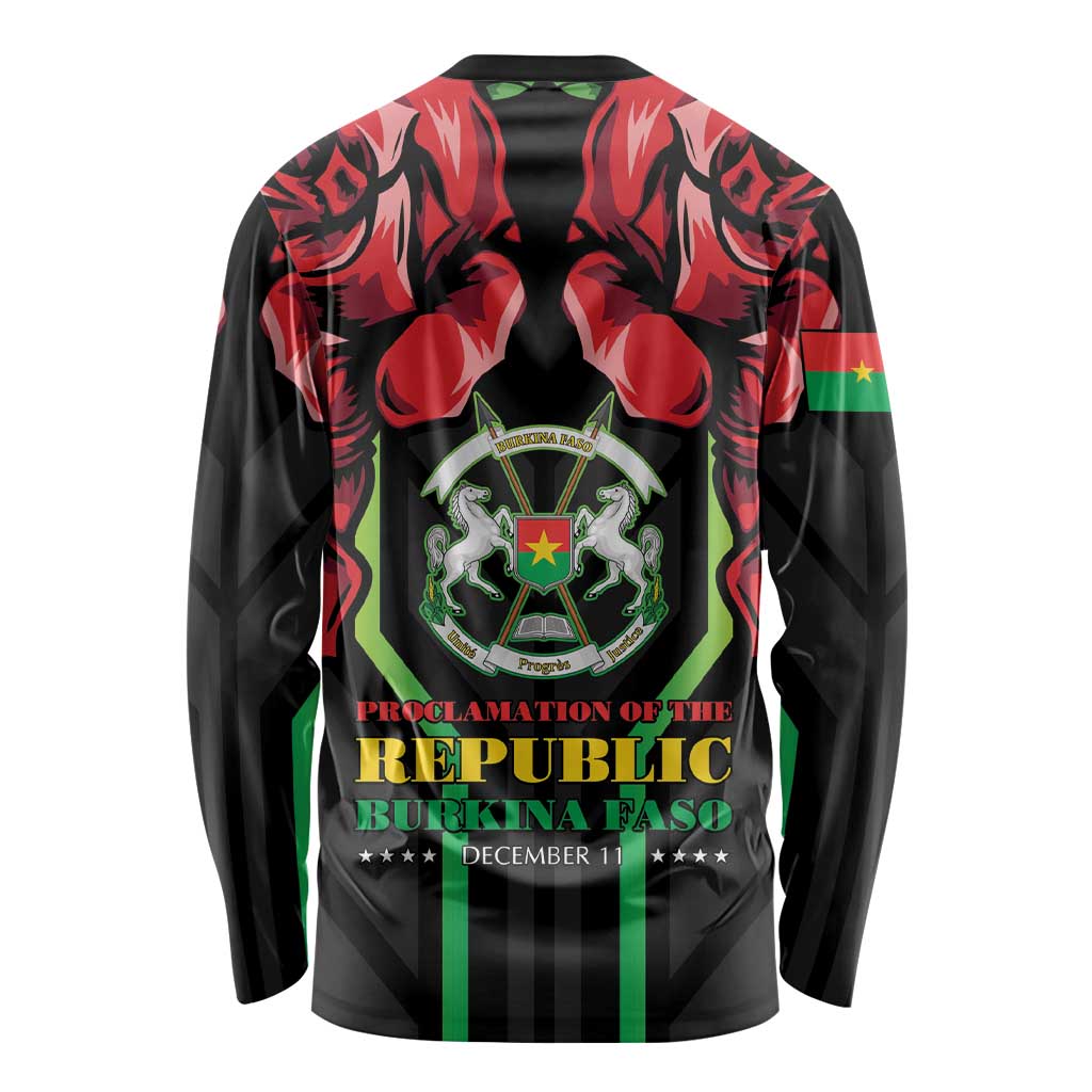 Burkina Faso Republic Day Long Sleeve Shirt Coat Of Arms With Rose - Wonder Print Shop