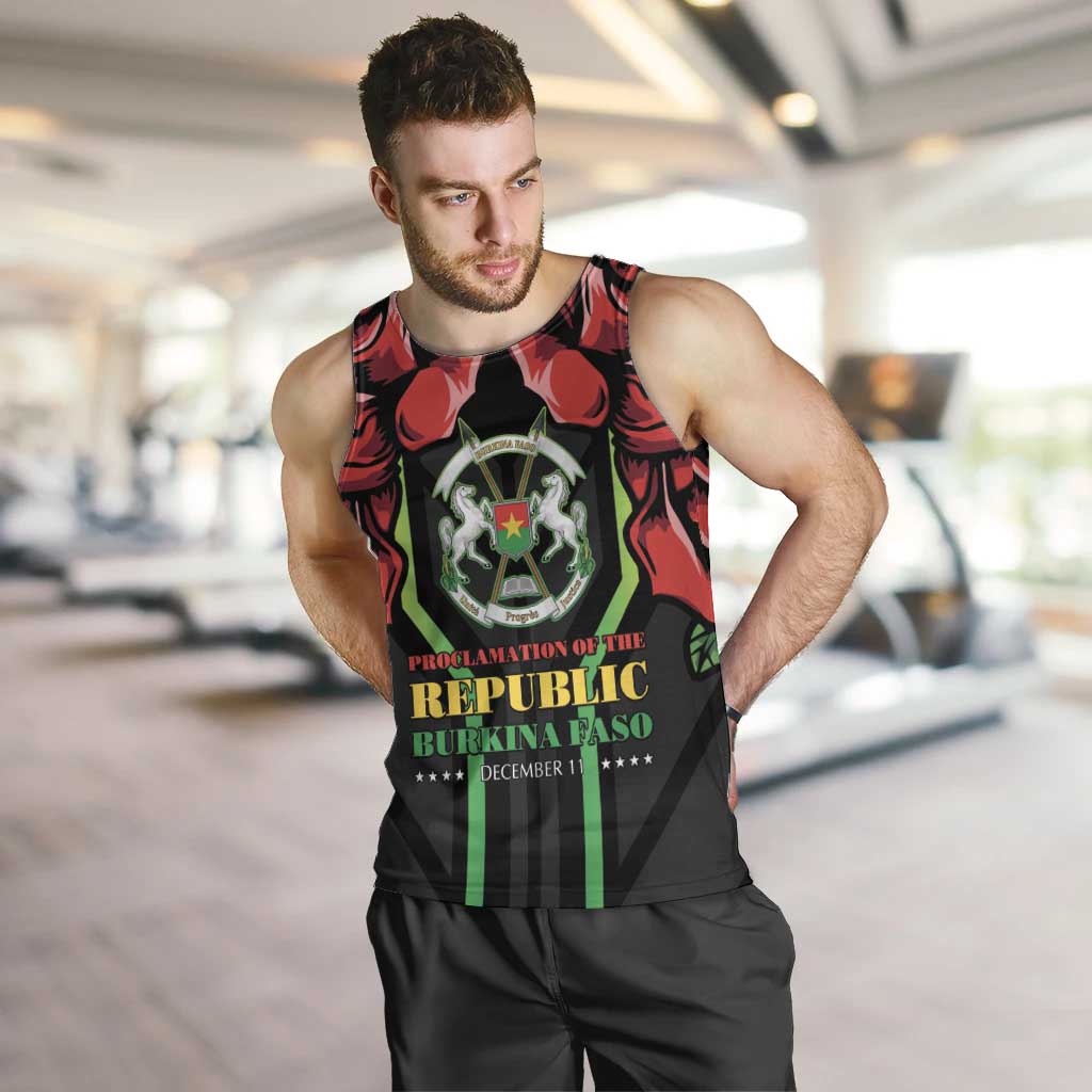 Burkina Faso Republic Day Men Tank Top Coat Of Arms With Rose - Wonder Print Shop