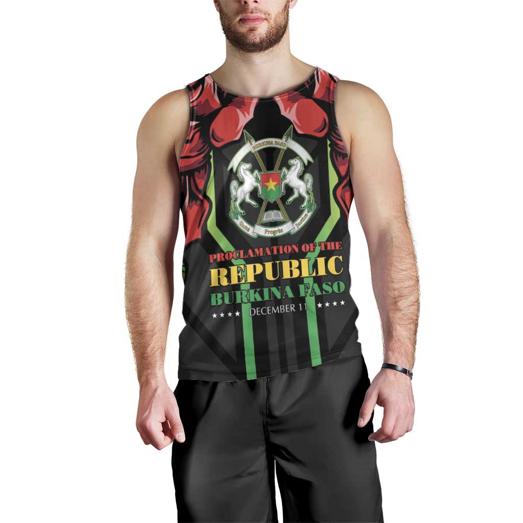 Burkina Faso Republic Day Men Tank Top Coat Of Arms With Rose - Wonder Print Shop
