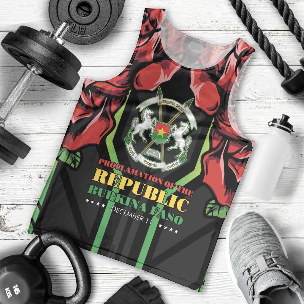 Burkina Faso Republic Day Men Tank Top Coat Of Arms With Rose - Wonder Print Shop