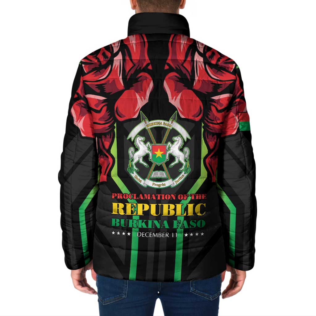 Burkina Faso Republic Day Padded Jacket Coat Of Arms With Rose - Wonder Print Shop