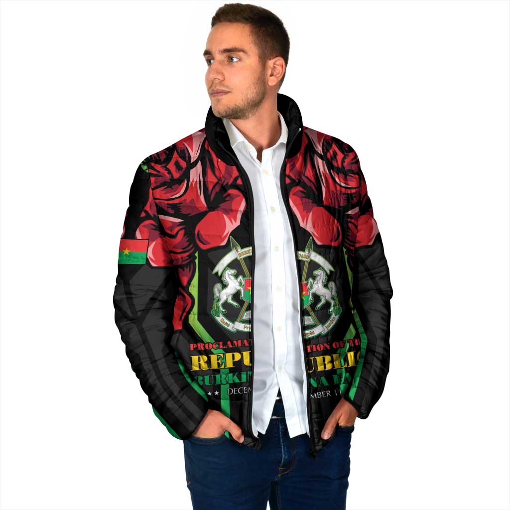 Burkina Faso Republic Day Padded Jacket Coat Of Arms With Rose - Wonder Print Shop