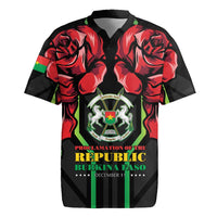 Burkina Faso Republic Day Rugby Jersey Coat Of Arms With Rose - Wonder Print Shop