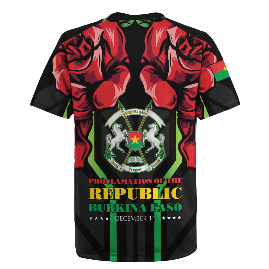 Burkina Faso Republic Day Rugby Jersey Coat Of Arms With Rose - Wonder Print Shop