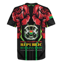 Burkina Faso Republic Day Rugby Jersey Coat Of Arms With Rose - Wonder Print Shop