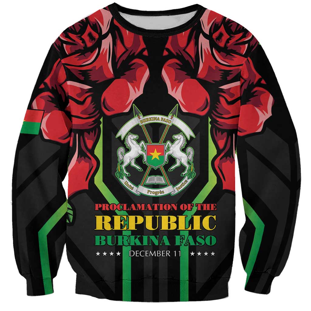 Burkina Faso Republic Day Sweatshirt Coat Of Arms With Rose - Wonder Print Shop