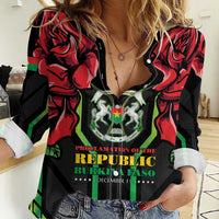 Burkina Faso Republic Day Women Casual Shirt Coat Of Arms With Rose - Wonder Print Shop