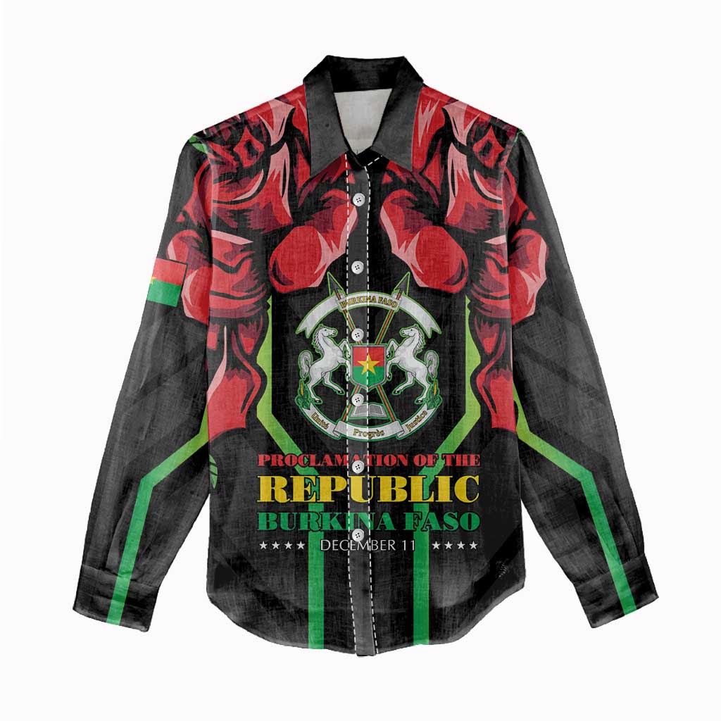 Burkina Faso Republic Day Women Casual Shirt Coat Of Arms With Rose - Wonder Print Shop