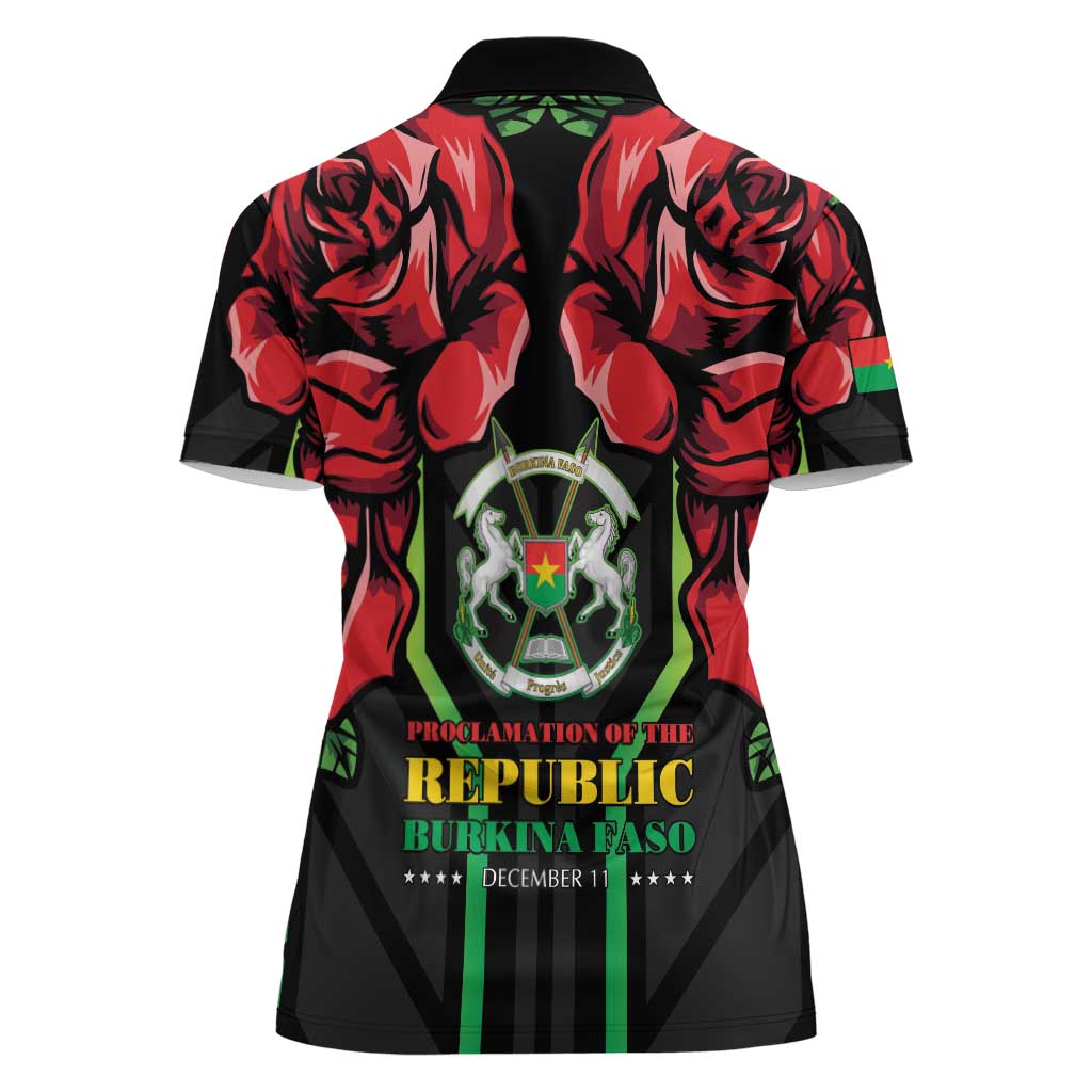 Burkina Faso Republic Day Women Polo Shirt Coat Of Arms With Rose - Wonder Print Shop