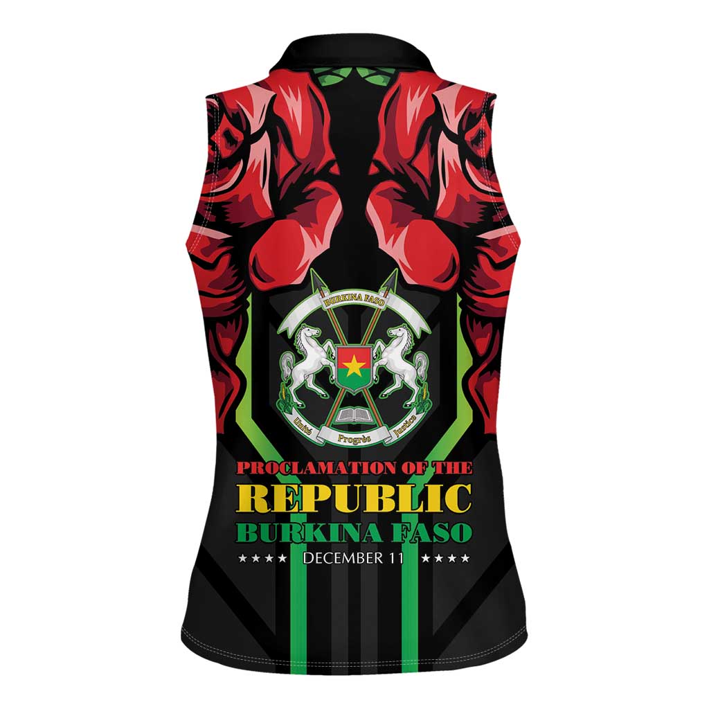 Burkina Faso Republic Day Women Sleeveless Polo Shirt Coat Of Arms With Rose - Wonder Print Shop