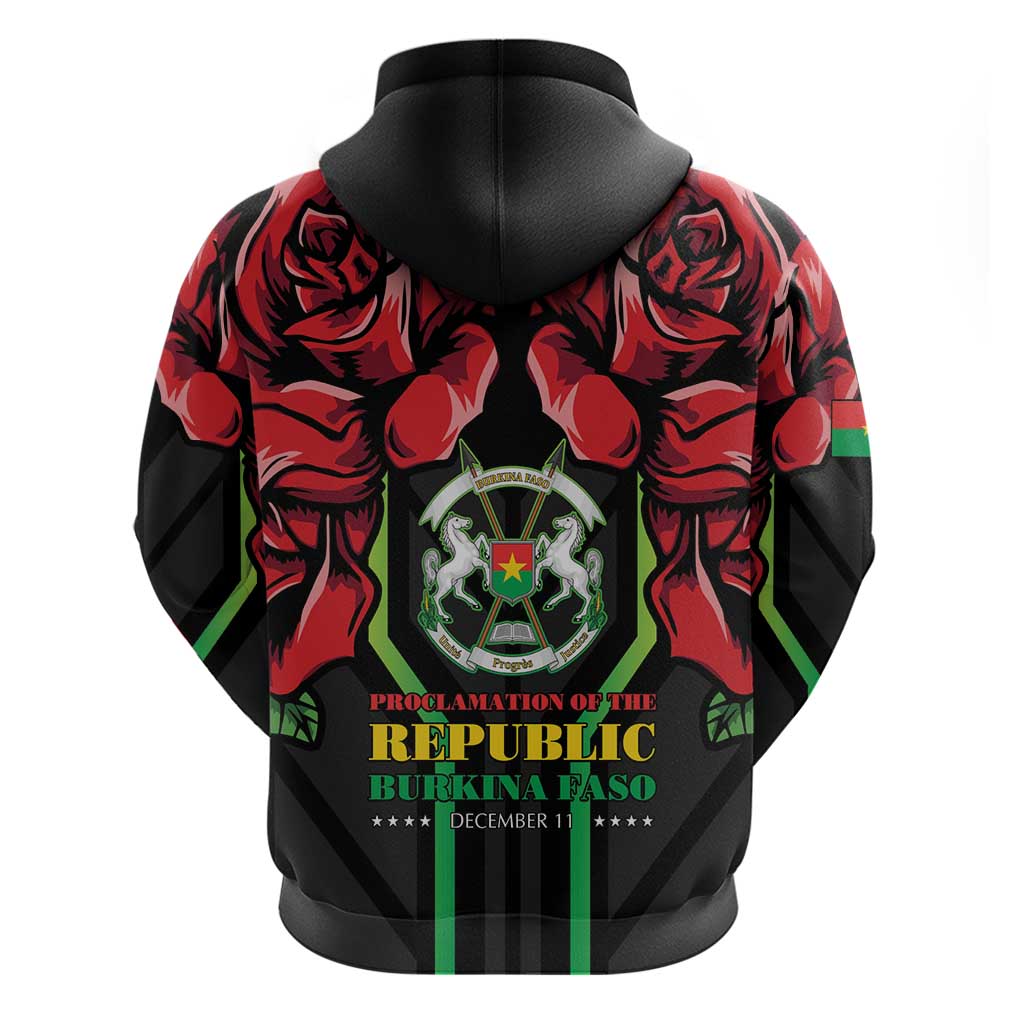 Burkina Faso Republic Day Zip Hoodie Coat Of Arms With Rose - Wonder Print Shop