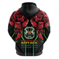 Burkina Faso Republic Day Zip Hoodie Coat Of Arms With Rose - Wonder Print Shop