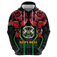 Burkina Faso Republic Day Zip Hoodie Coat Of Arms With Rose - Wonder Print Shop