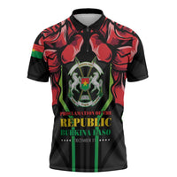 Burkina Faso Republic Day Zipper Polo Shirt Coat Of Arms With Rose - Wonder Print Shop