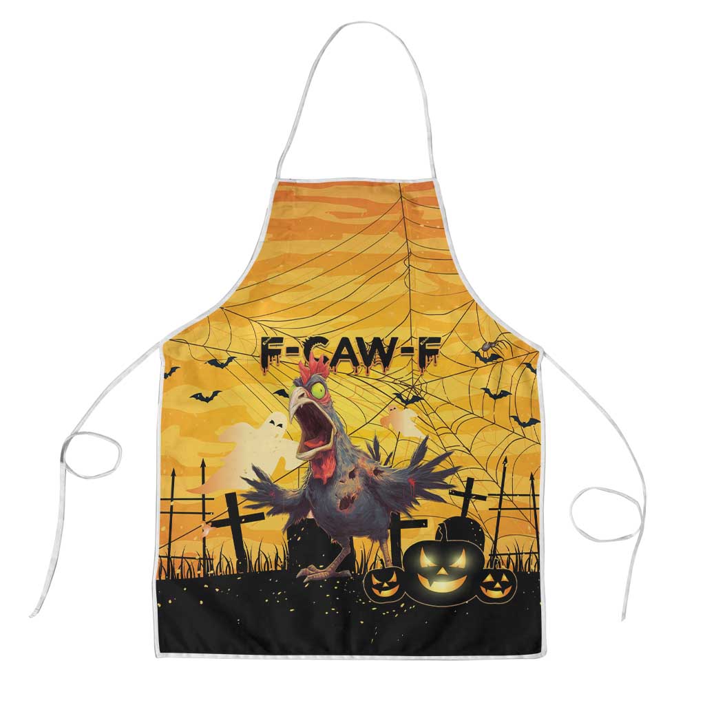 Funny Halloween Zombie Chicken Apron F’Caw Scary Poultry - Wonder Print Shop