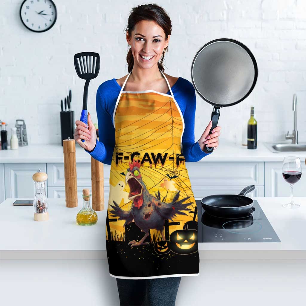 Funny Halloween Zombie Chicken Apron F’Caw Scary Poultry - Wonder Print Shop