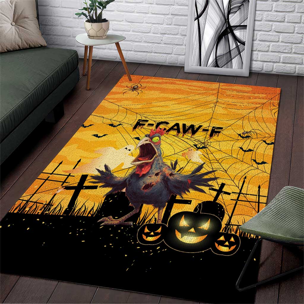 Funny Halloween Zombie Chicken Area Rug F’Caw Scary Poultry - Wonder Print Shop