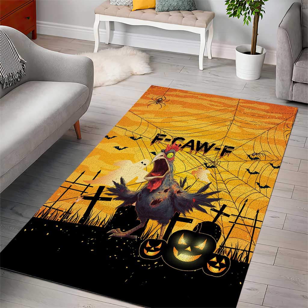 Funny Halloween Zombie Chicken Area Rug F’Caw Scary Poultry - Wonder Print Shop