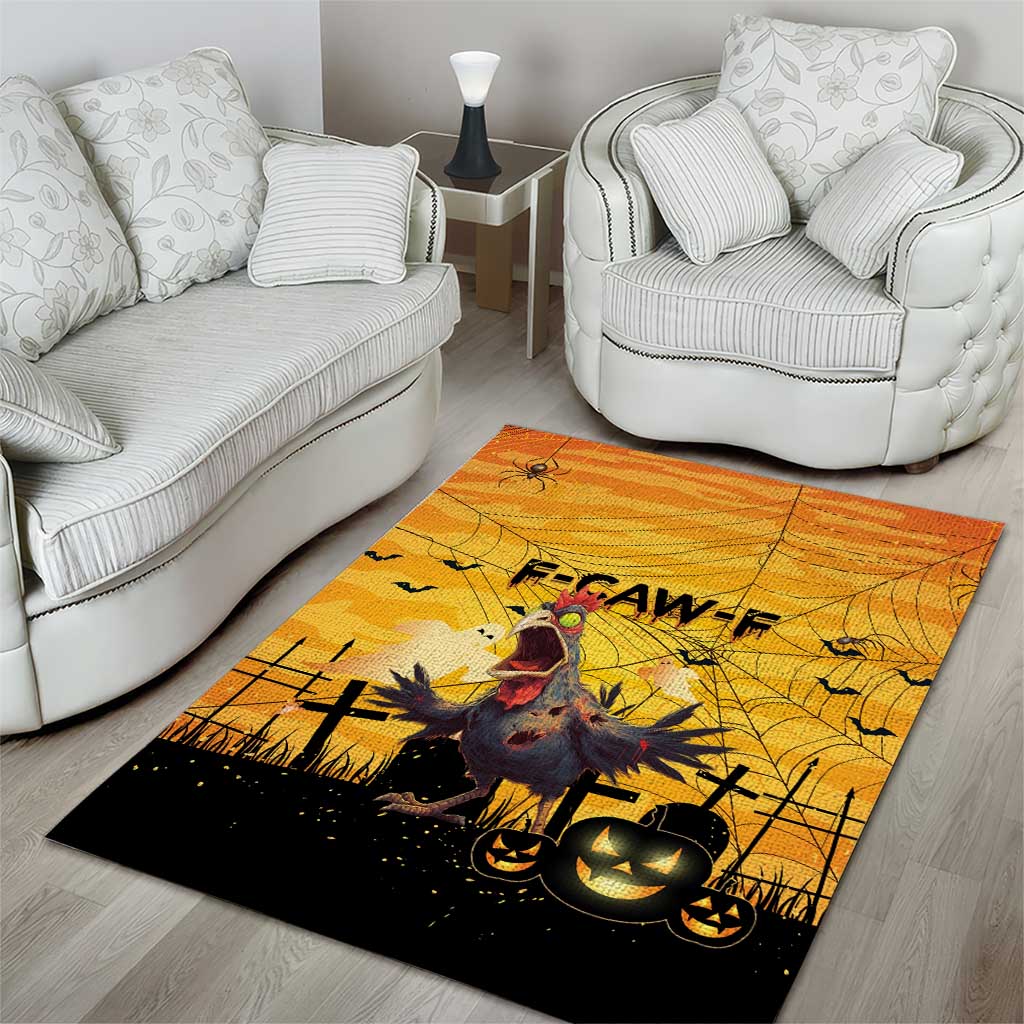Funny Halloween Zombie Chicken Area Rug F’Caw Scary Poultry - Wonder Print Shop