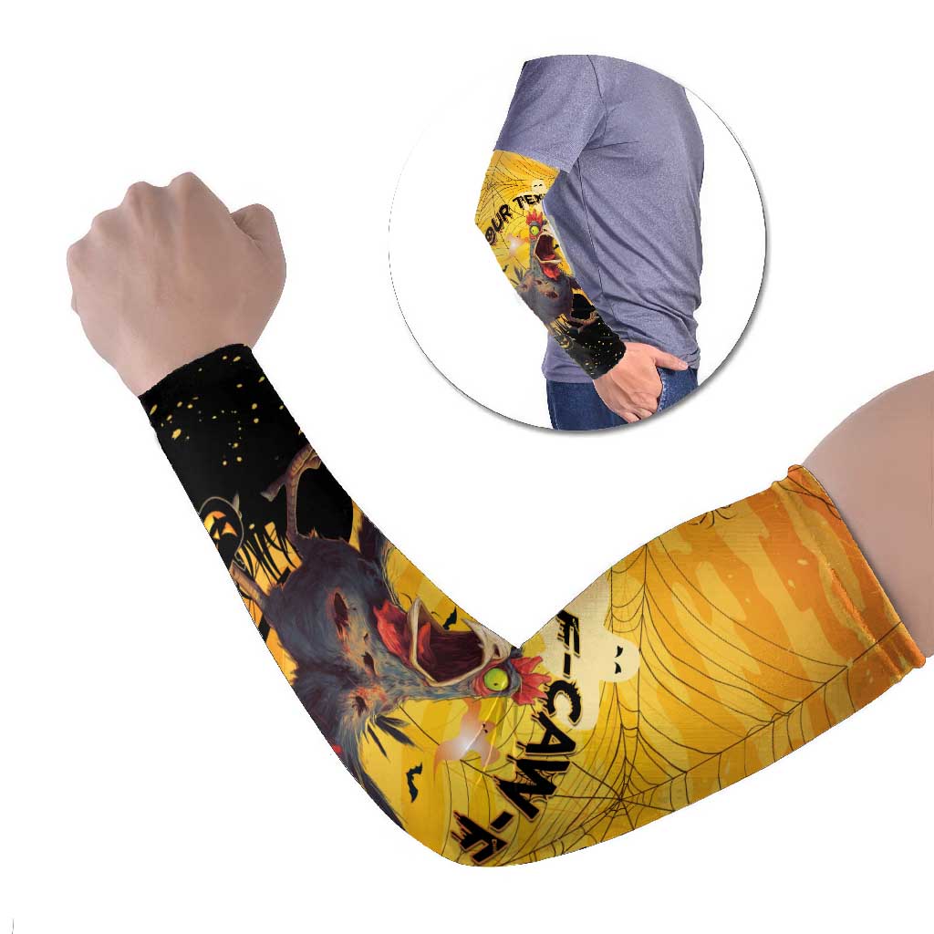 Personalized Funny Halloween Zombie Chicken Arm Sleeves F’Caw Scary Poultry - Wonder Print Shop