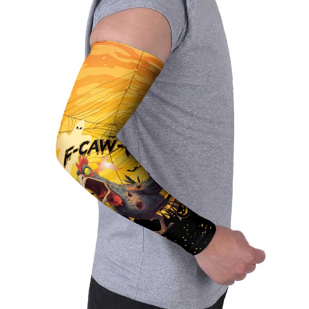 Personalized Funny Halloween Zombie Chicken Arm Sleeves F’Caw Scary Poultry - Wonder Print Shop