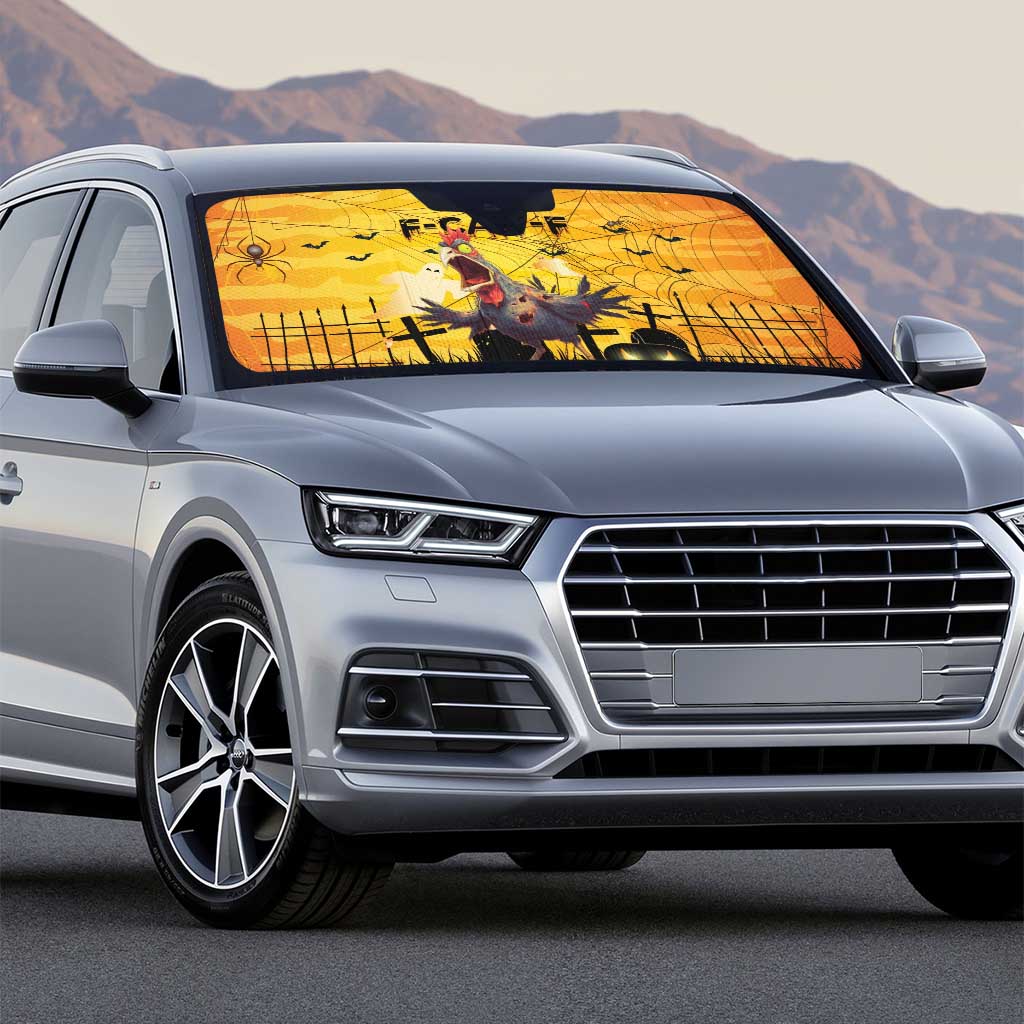 Funny Halloween Zombie Chicken Auto Sun Shade F’Caw Scary Poultry - Wonder Print Shop