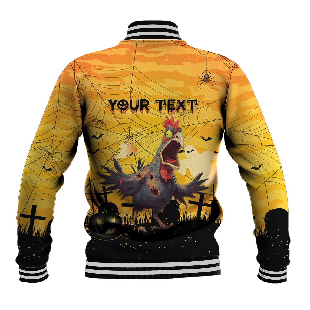 Personalized Funny Halloween Zombie Chicken Baseball Jacket F’Caw Scary Poultry - Wonder Print Shop