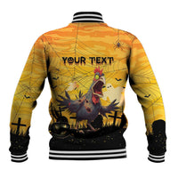Personalized Funny Halloween Zombie Chicken Baseball Jacket F’Caw Scary Poultry - Wonder Print Shop