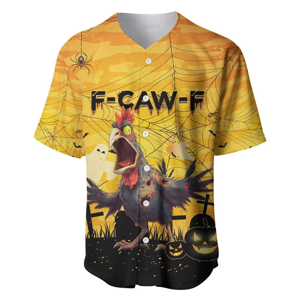Personalized Funny Halloween Zombie Chicken Baseball Jersey F’Caw Scary Poultry - Wonder Print Shop