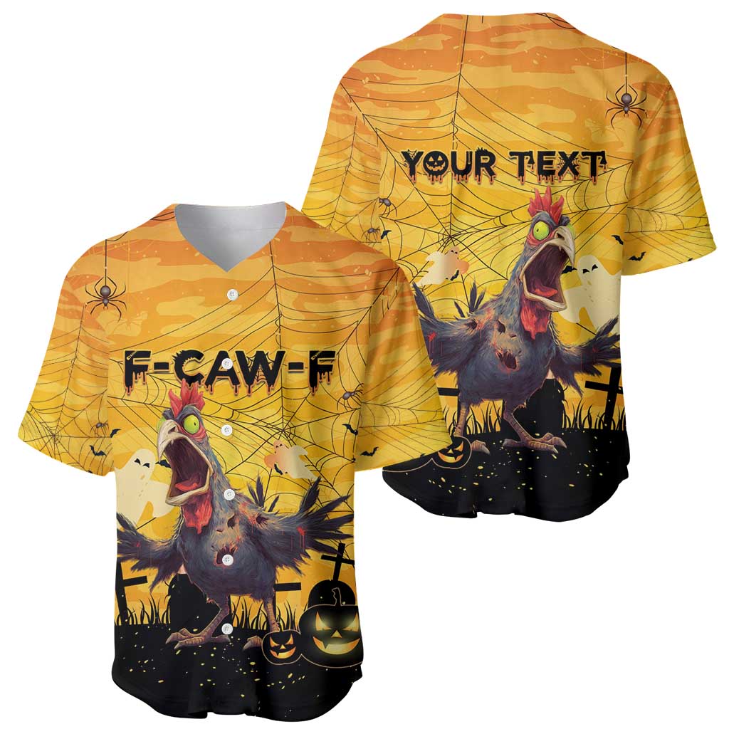 Personalized Funny Halloween Zombie Chicken Baseball Jersey F’Caw Scary Poultry - Wonder Print Shop