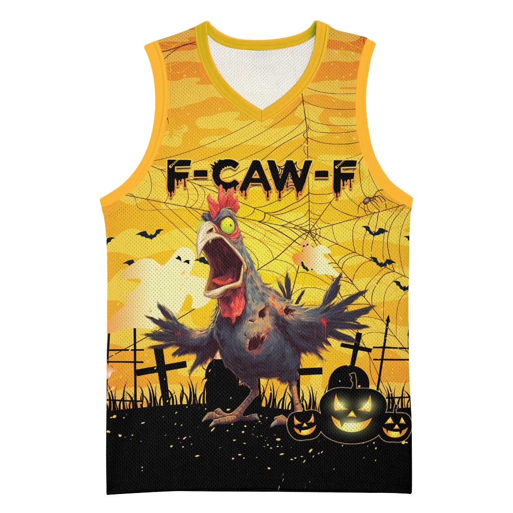 Personalized Funny Halloween Zombie Chicken Basketball Jersey F’Caw Scary Poultry - Wonder Print Shop