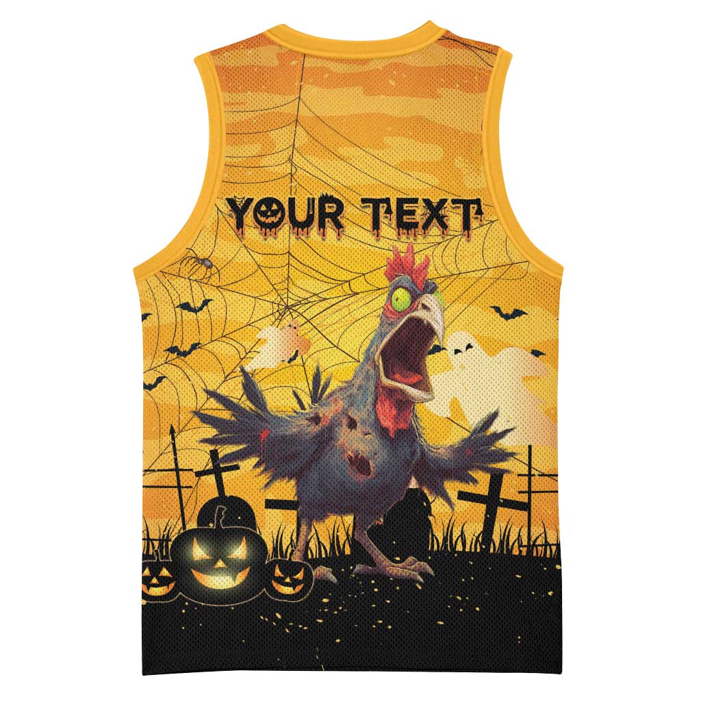 Personalized Funny Halloween Zombie Chicken Basketball Jersey F’Caw Scary Poultry - Wonder Print Shop