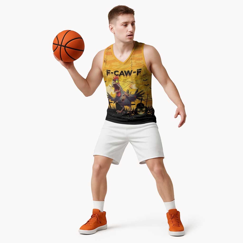 Personalized Funny Halloween Zombie Chicken Basketball Jersey F’Caw Scary Poultry - Wonder Print Shop
