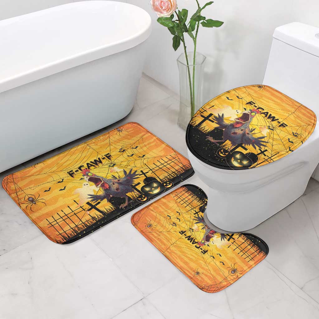 Funny Halloween Zombie Chicken Bathroom Set F’Caw Scary Poultry - Wonder Print Shop