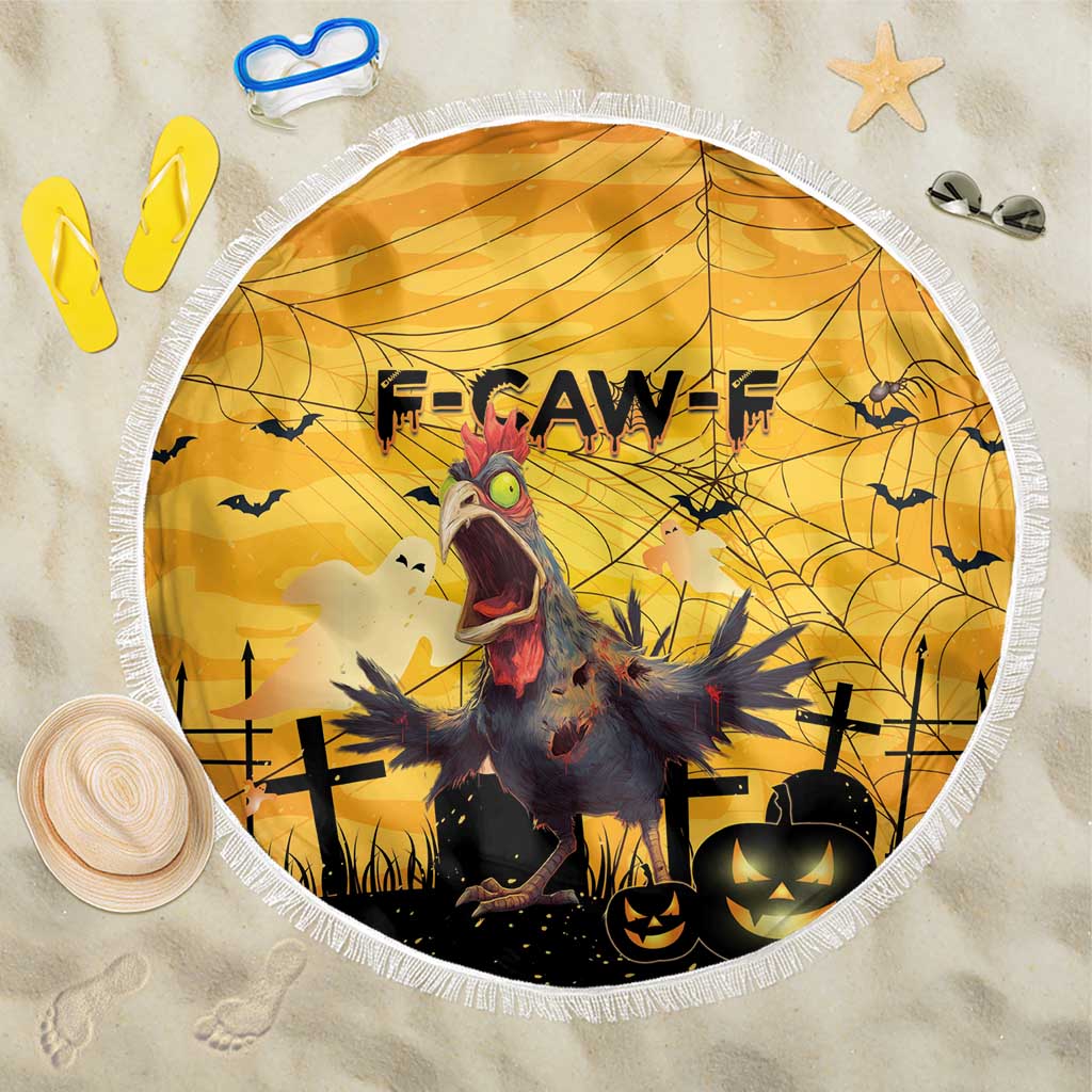 Funny Halloween Zombie Chicken Beach Blanket F’Caw Scary Poultry - Wonder Print Shop