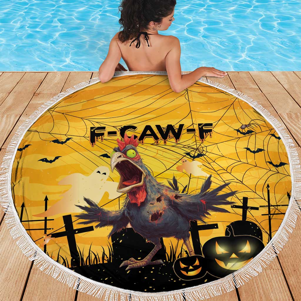Funny Halloween Zombie Chicken Beach Blanket F’Caw Scary Poultry - Wonder Print Shop