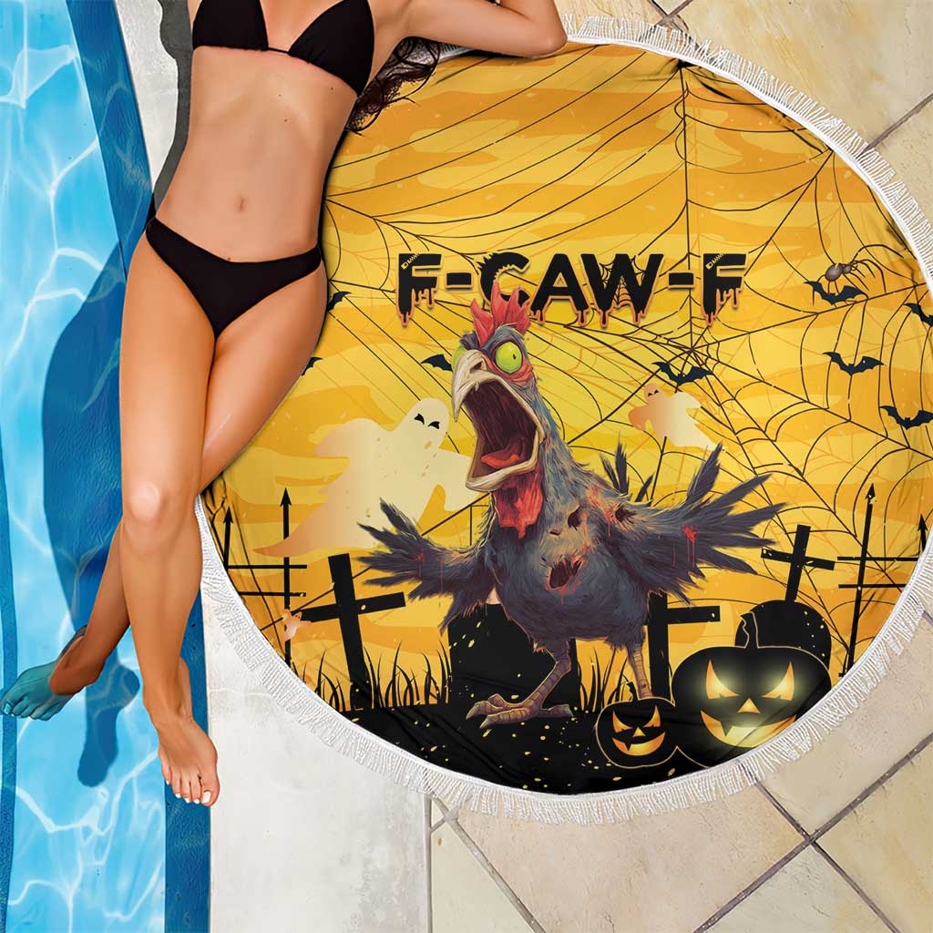 Funny Halloween Zombie Chicken Beach Blanket F’Caw Scary Poultry - Wonder Print Shop