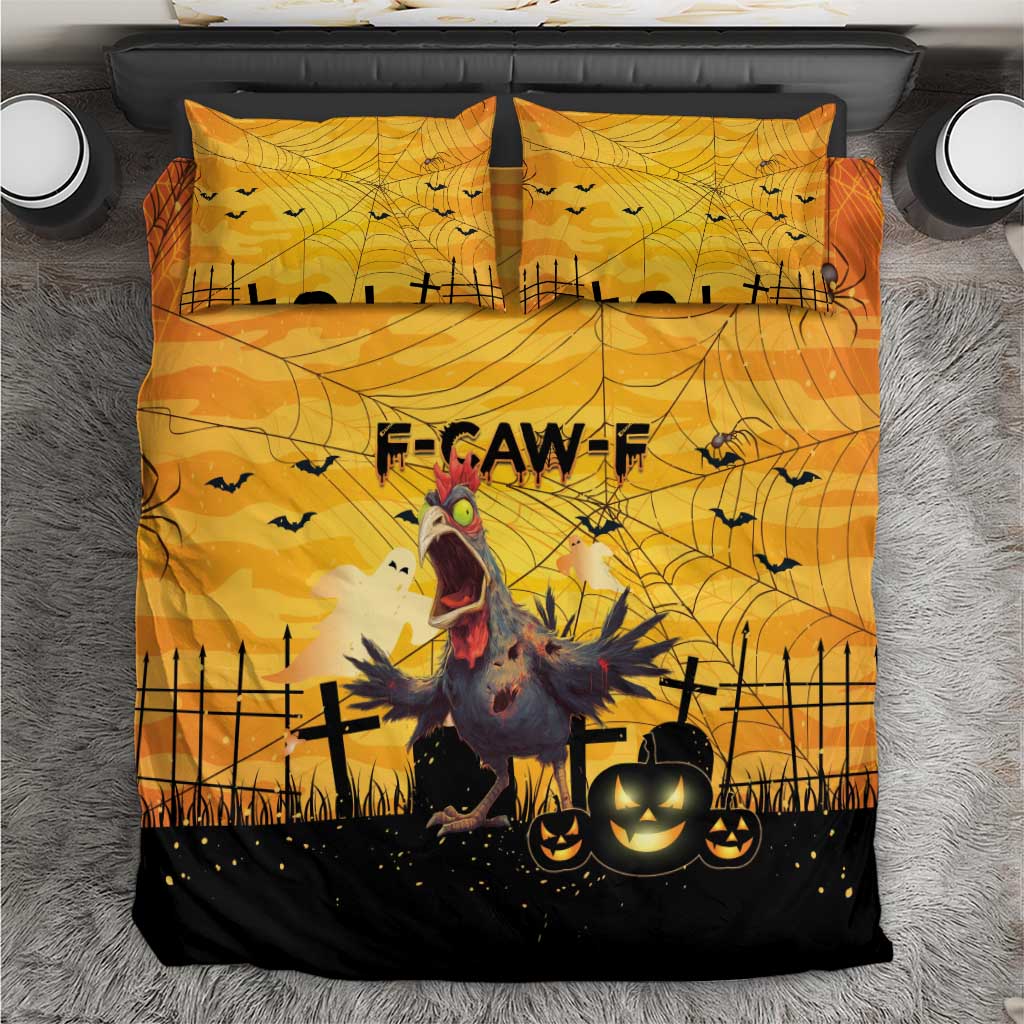 Funny Halloween Zombie Chicken Bedding Set F’Caw Scary Poultry - Wonder Print Shop